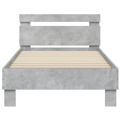 Cadre de lit sans matelas avec tête de lit gris béton 75x190 cm