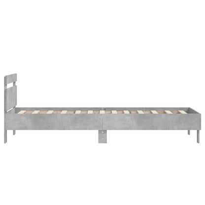 Cadre de lit sans matelas avec tête de lit gris béton 75x190 cm