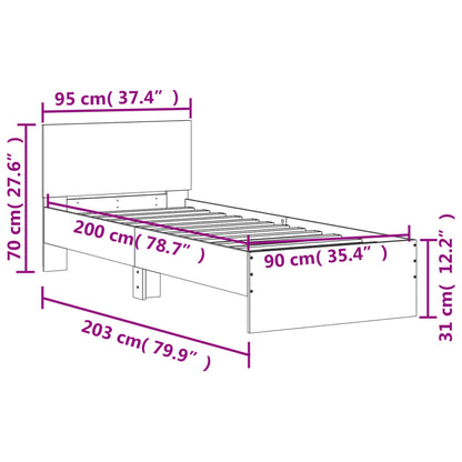 Cadre de lit sans matelas avec tête de lit 90x200 cm