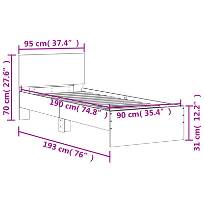 Cadre de lit sans matelas avec tête de lit blanc 90x190 cm