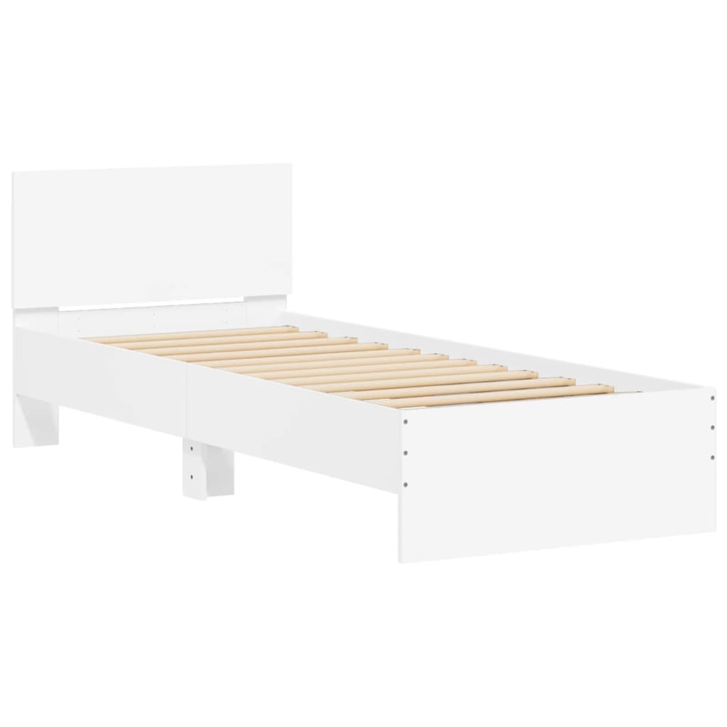 Cadre de lit sans matelas avec tête de lit blanc 75x190 cm