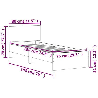 Cadre de lit sans matelas avec tête de lit noir 75x190 cm