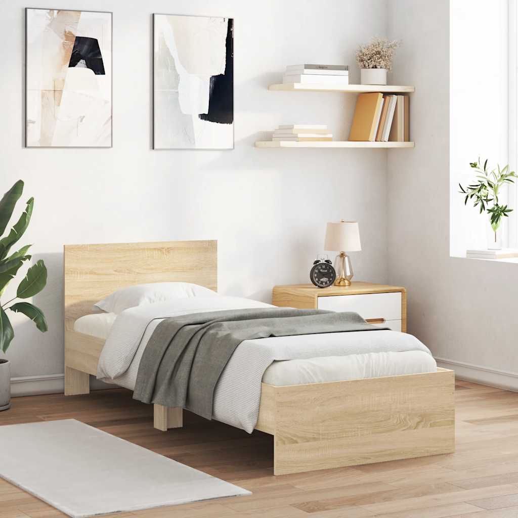 Cadre de lit sans matelas avec tête de lit 75x190 cm