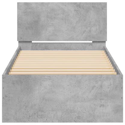 Cadre de lit sans matelas avec tête de lit gris béton 75x190 cm