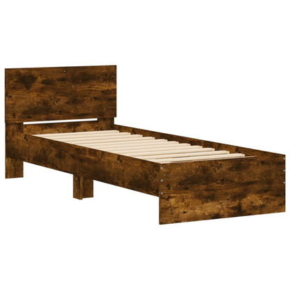 Cadre de lit sans matelas avec tête de lit chêne fumé 75x190 cm