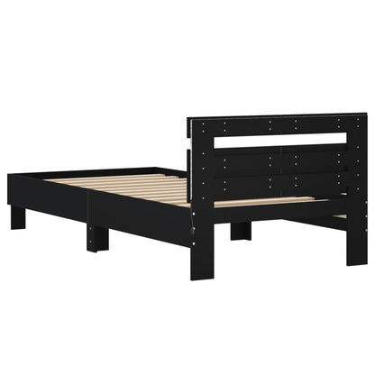 Cadre de lit sans matelas avec lumières LED noir 100x200 cm