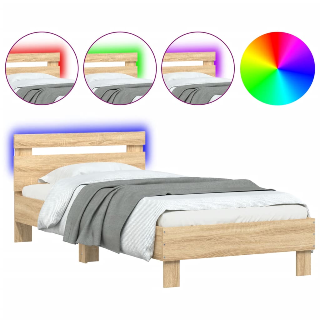 Cadre de lit sans matelas avec lumières LED 90x200 cm