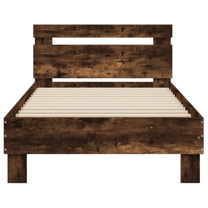 Cadre de lit sans matelas avec lumières LED chêne fumé 90x190cm