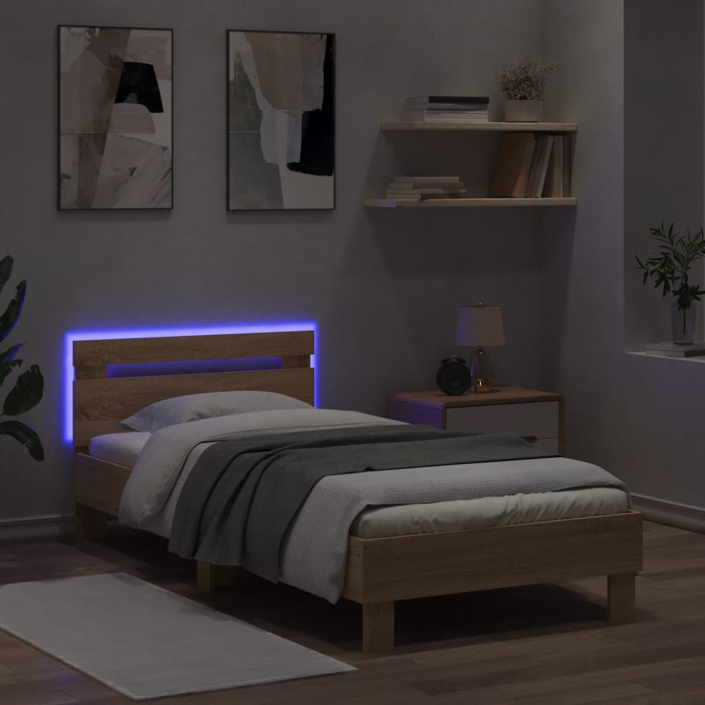 Cadre de lit sans matelas avec lumières LED 75x190 cm