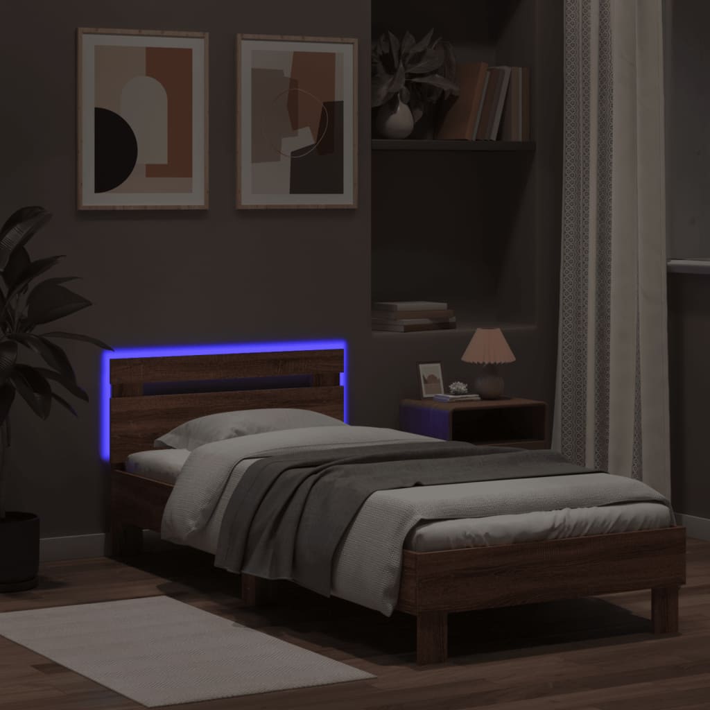 Cadre de lit sans matelas avec lumières LED 75x190 cm