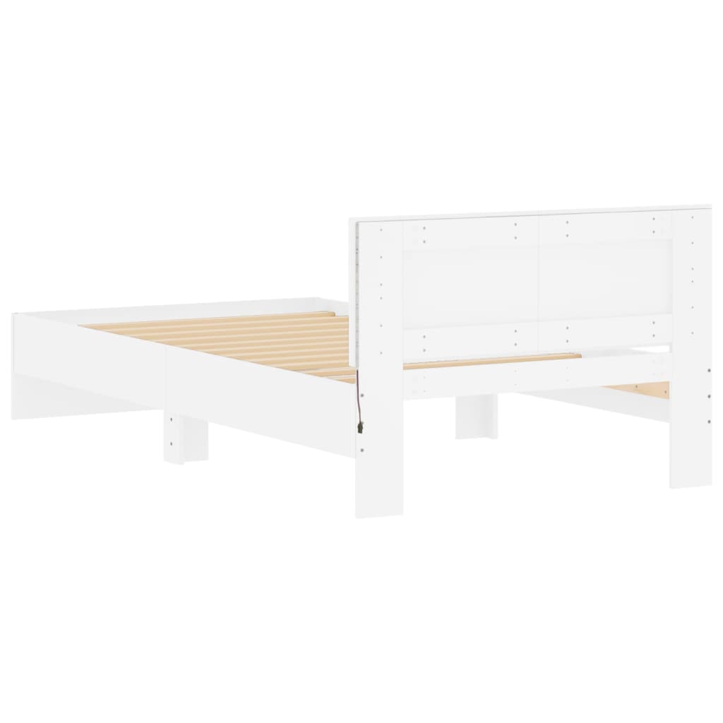 Cadre de lit sans matelas avec lumières LED blanc 100x200 cm