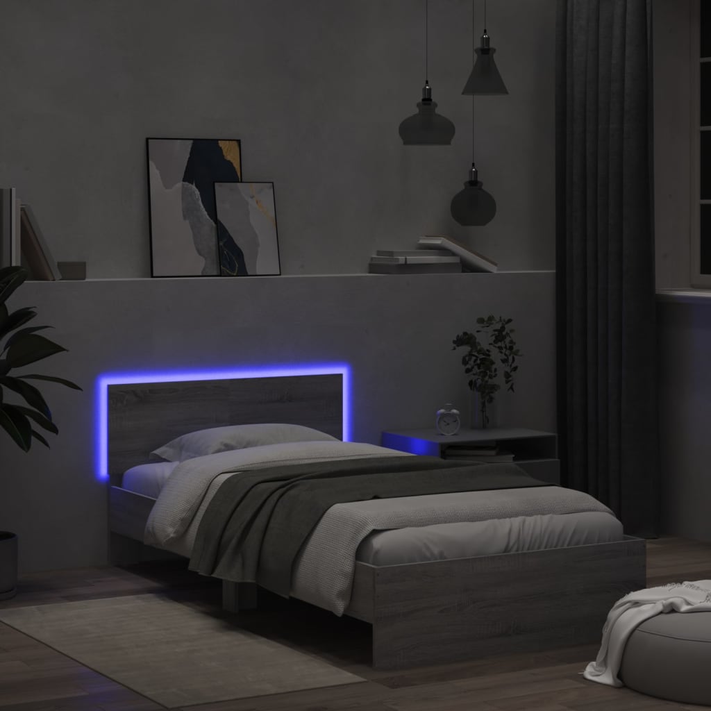 Cadre de lit sans matelas avec lumières LED 100x200 cm