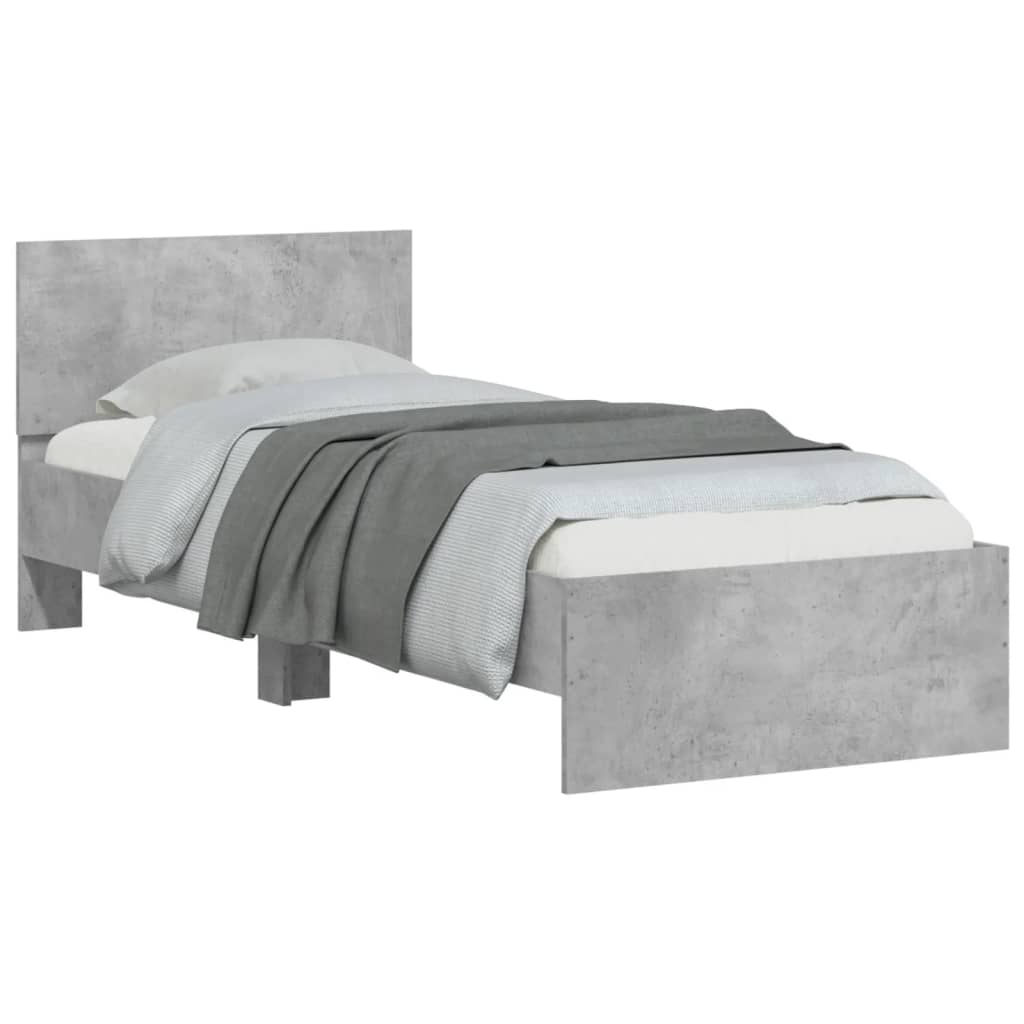 Cadre de lit sans matelas avec lumières LED gris béton 90x190cm