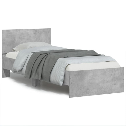 Cadre de lit sans matelas avec lumières LED gris béton 90x190cm