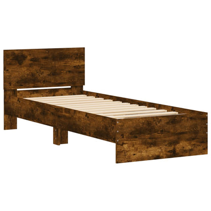 Cadre de lit sans matelas avec lumières LED chêne fumé 90x190cm