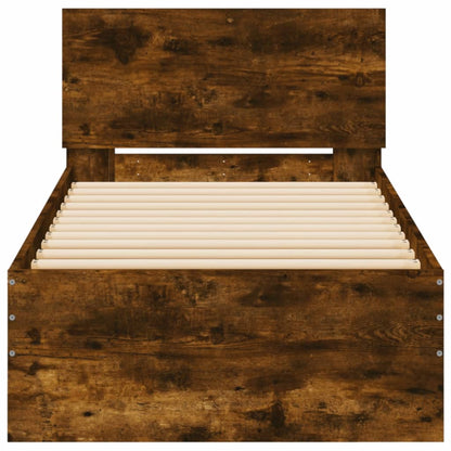 Cadre de lit sans matelas avec lumières LED chêne fumé 90x190cm