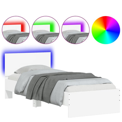 Cadre de lit sans matelas avec lumières LED blanc 75x190 cm