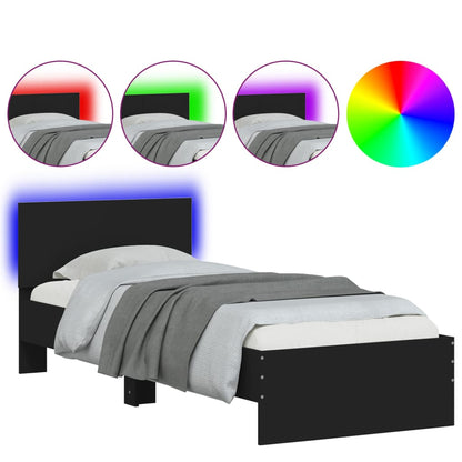 Cadre de lit sans matelas avec lumières LED noir 75x190 cm