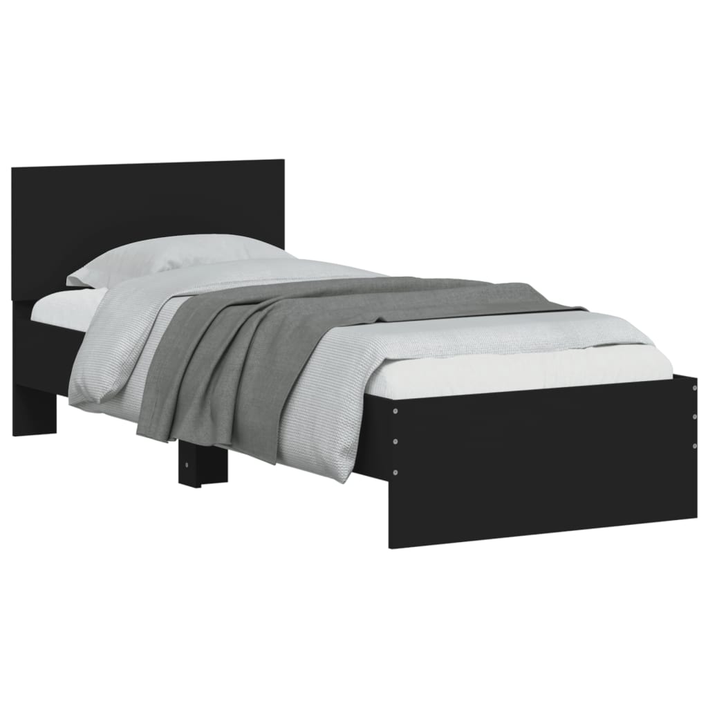 Cadre de lit sans matelas avec lumières LED noir 75x190 cm