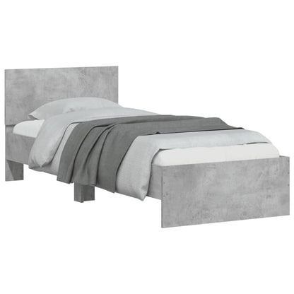 Cadre de lit sans matelas avec lumières LED gris béton 75x190cm