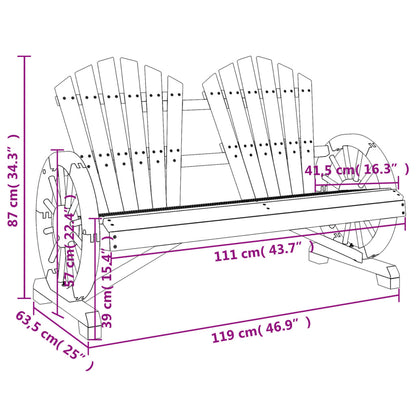 Chaise de jardin Adirondack 2 places bois de sapin massif