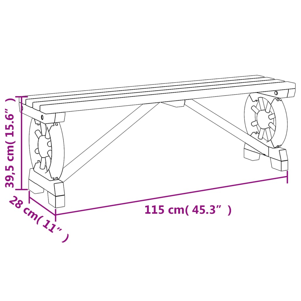 Banc de jardin 115 cm bois de sapin massif