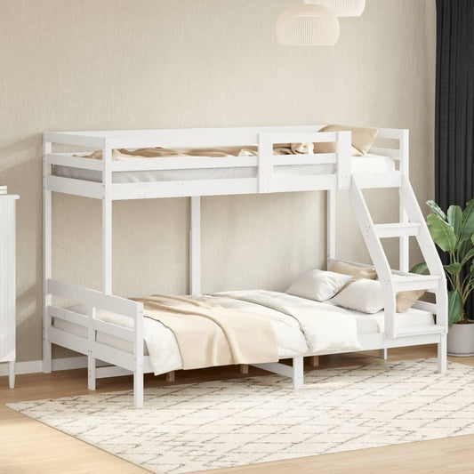 Lit superposé sans matelas 90x200/120x200 cm blanc bois massif