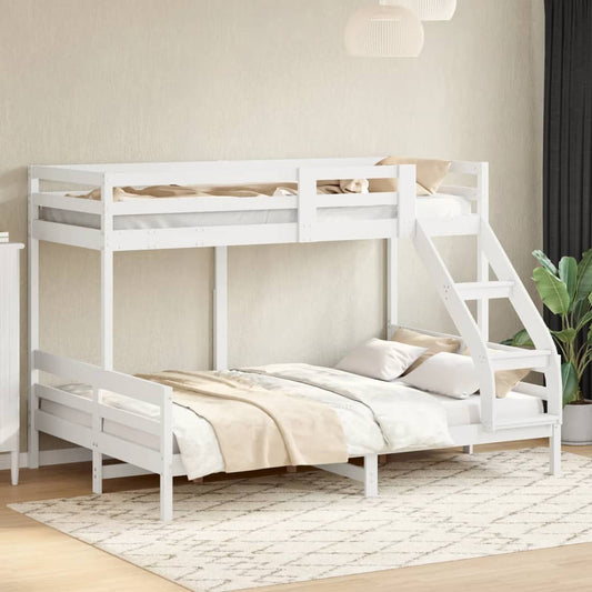 Lit superposé sans matelas 90x200/140x200 cm blanc bois massif