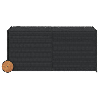 Boîte de rangement de jardin et roues noir 283L résine tressée