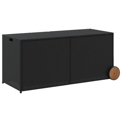 Boîte de rangement de jardin et roues noir 283L résine tressée