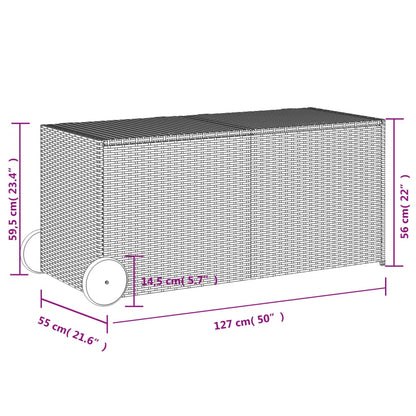 Boîte de rangement de jardin et roues noir 283L résine tressée