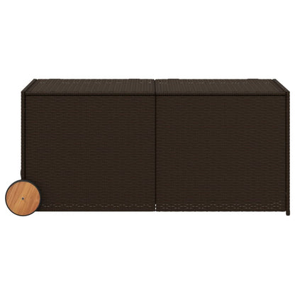 Boîte de rangement de jardin et roues marron 283L poly rotin