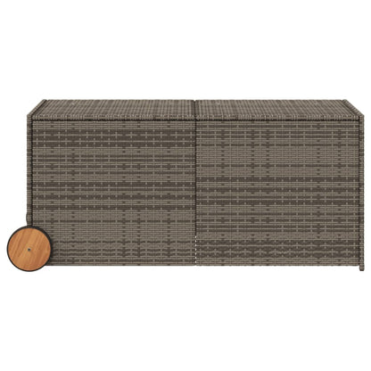 Boîte de rangement de jardin et roues gris 283L résine tressée