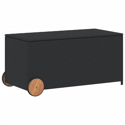 Boîte de rangement de jardin et roues noir 190L résine tressée