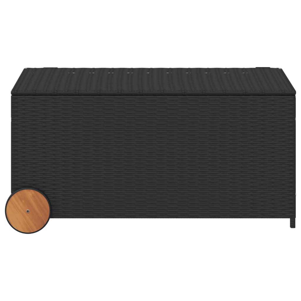 Boîte de rangement de jardin et roues noir 190L résine tressée