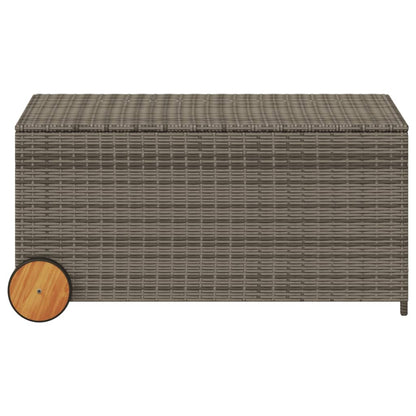 Boîte de rangement de jardin et roues gris 190L résine tressée