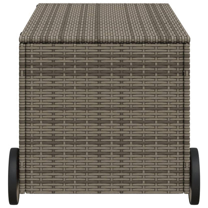 Boîte de rangement de jardin et roues gris 190L résine tressée