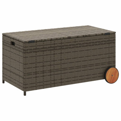 Boîte de rangement de jardin et roues gris 190L résine tressée