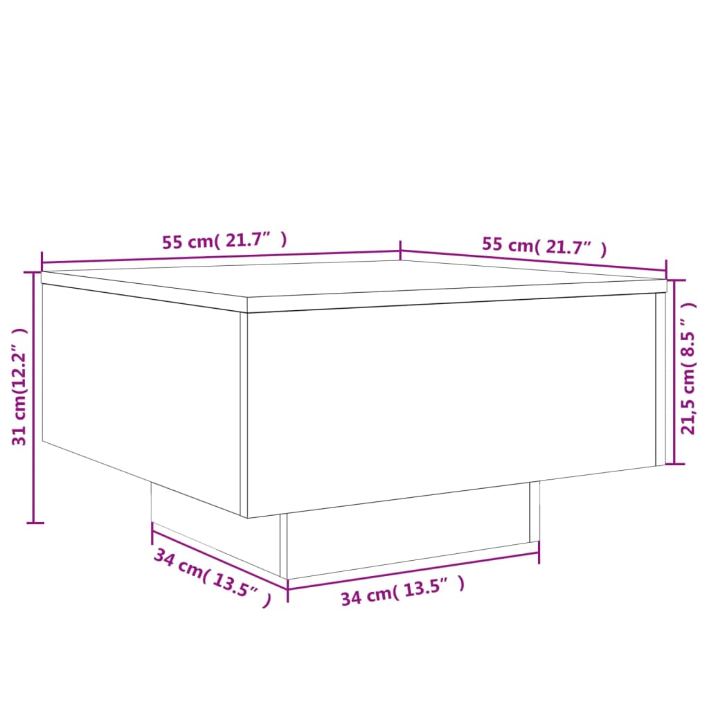 Table basse blanc 55x55x31 cm bois d'ingénierie