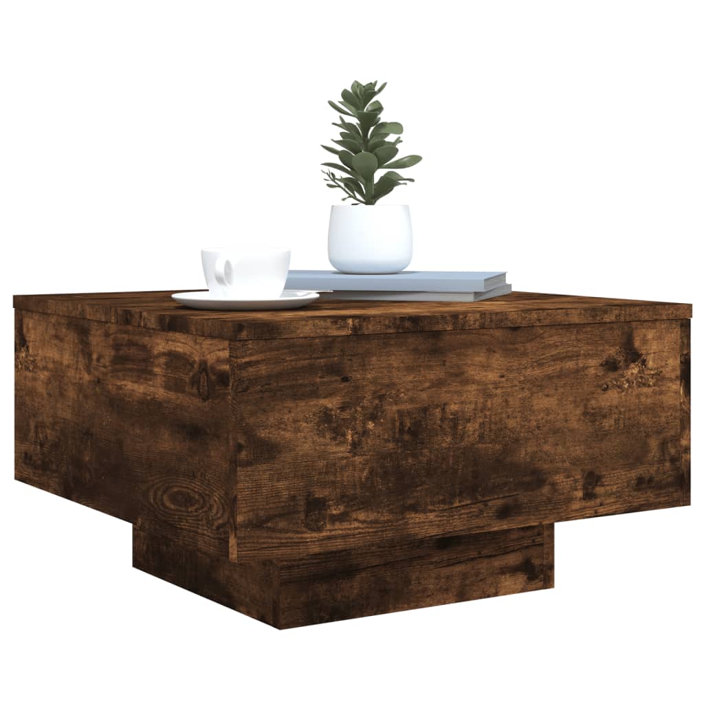 Table basse chêne fumé 55x55x31 cm bois d'ingénierie