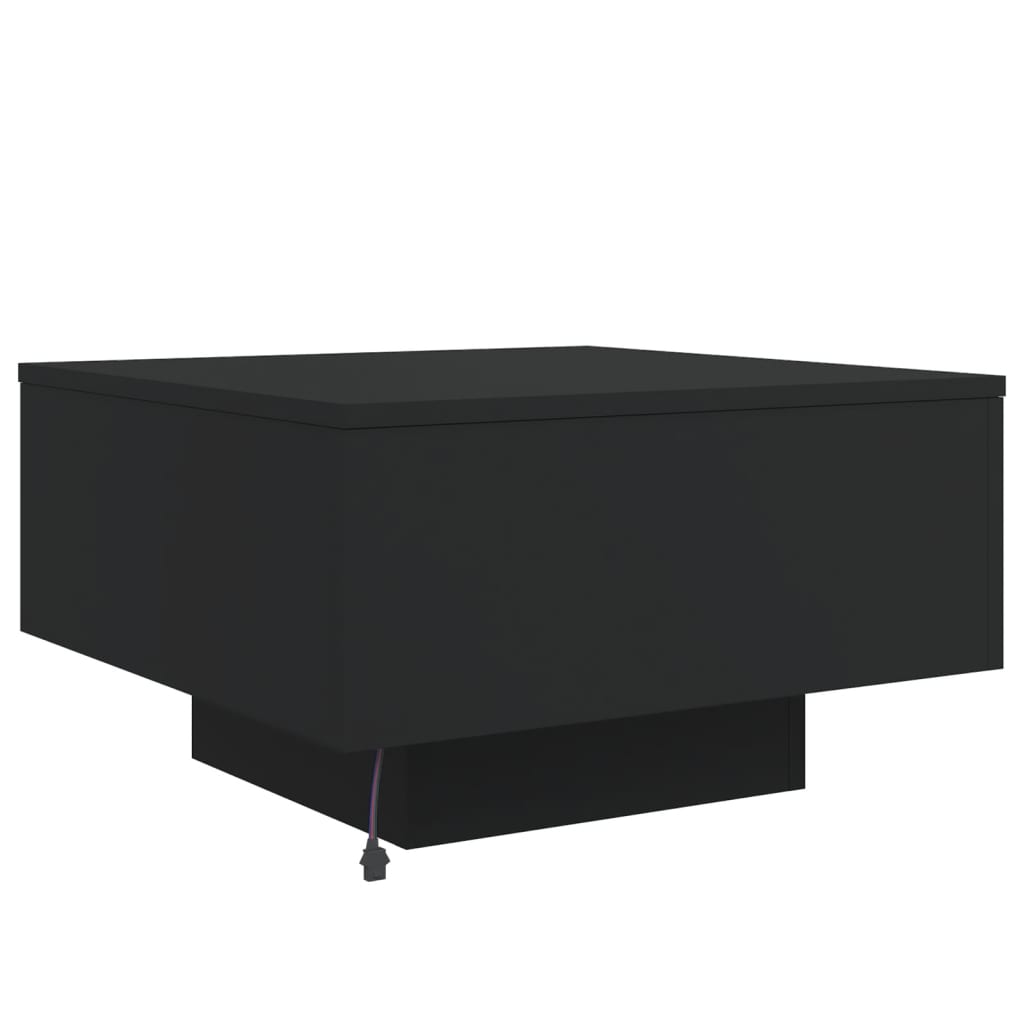 Table basse avec lumières LED noir 55x55x31 cm