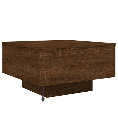 Table basse avec lumières LED chêne marron 55x55x31 cm