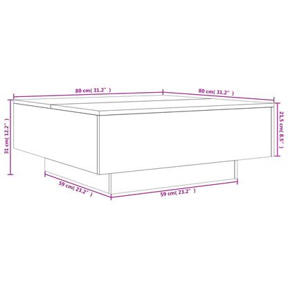 Table basse blanc 80x80x31 cm bois d'ingénierie