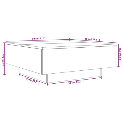 Table basse sonoma gris 80x80x31 cm bois d'ingénierie