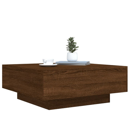 Table basse chêne marron 80x80x31 cm bois d'ingénierie