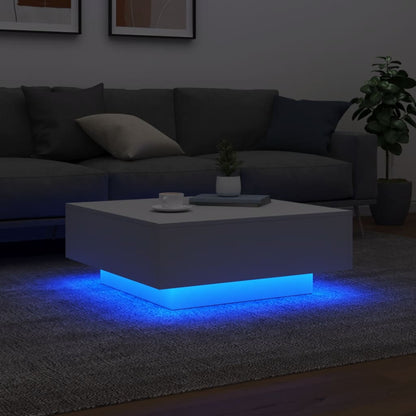 Table basse avec lumières LED blanc 80x80x31 cm