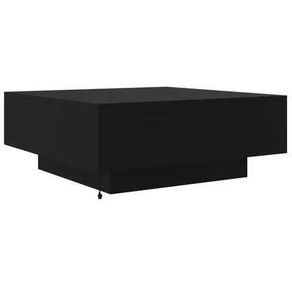 Table basse avec lumières LED noir 80x80x31 cm