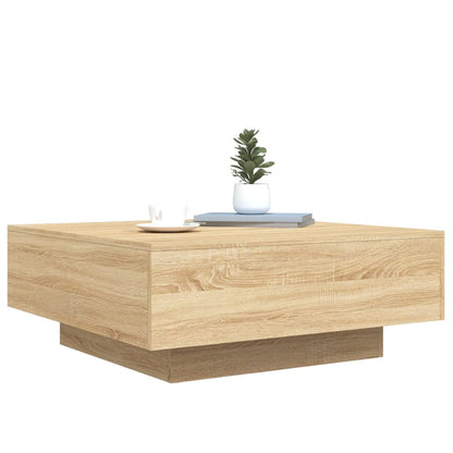 Table basse avec lumières LED chêne sonoma 80x80x31 cm