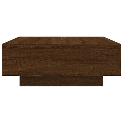 Table basse avec lumières LED chêne marron 80x80x31 cm