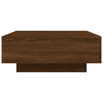 Table basse avec lumières LED chêne marron 80x80x31 cm